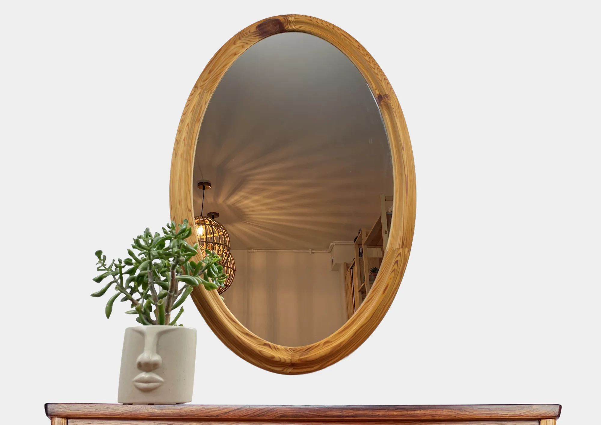 Piękne duńskie lustro z lat 70 - Mid-Century Modern, Skandynawski, Vintage, PRL - lite drewno